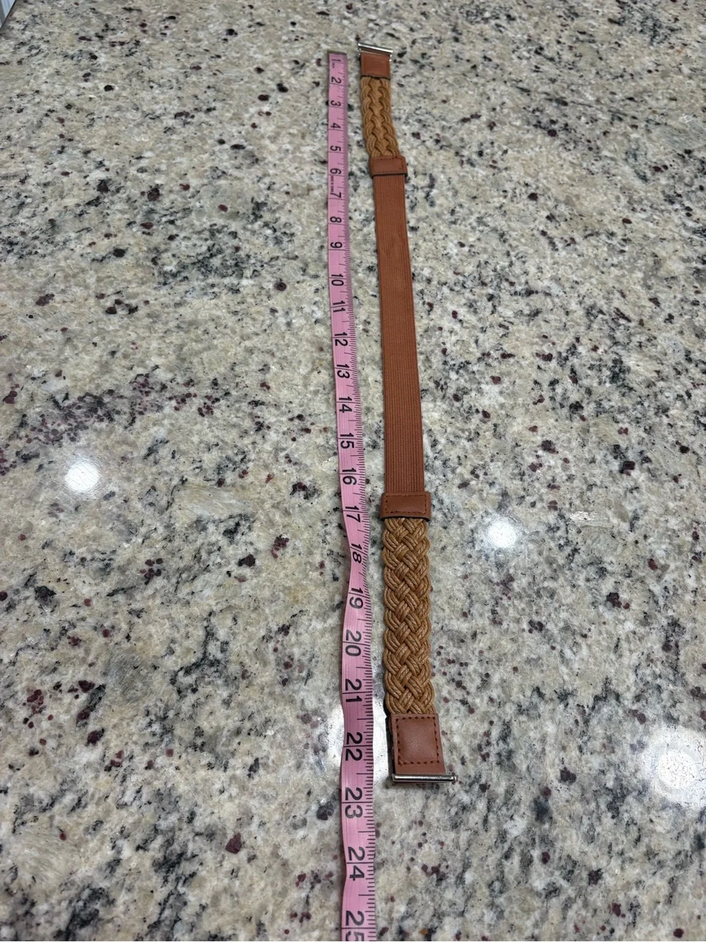 Cognac brown woven stretch belt girls one size unbranded GUC